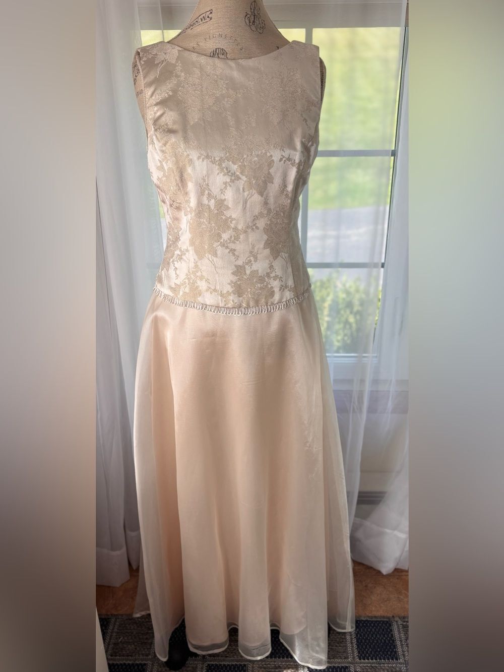 VINTAGE Scott McClintock Cream Gold Romantic Wedding Formal Party Dress 10